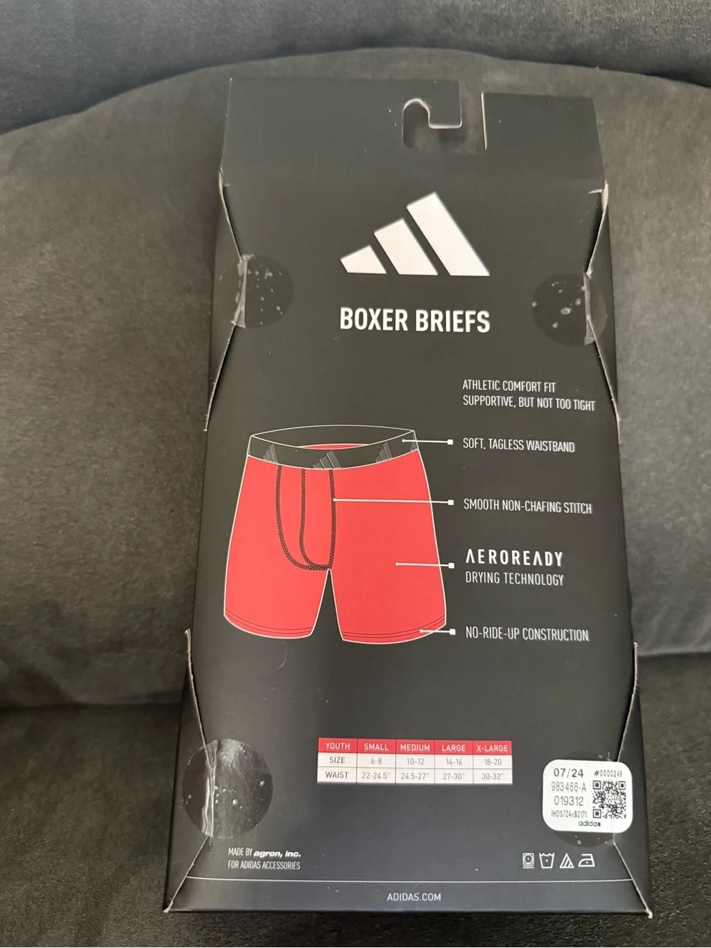adidas Kids Black and Gray Boxer Briefs 4-Pack